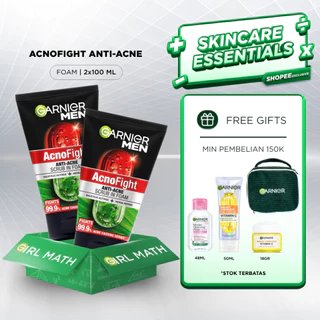 (PAKET HEMAT ISI 2) Garnier Men Acno Fight Anti-Acne Scrub In Foam Skin Care - 100ml | Salicylic Actives + Herba Repair