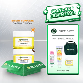 GARNIER Bright Complete Vitamin C Simple Set Day Cream & Night Cream 50 ml Bundle Paket Skincare - Krim Siang & Krim Malam Mencerahkan