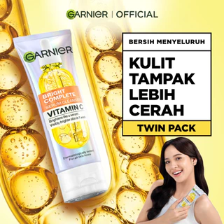 GARNIER Facial Wash Bright Complete Vitamin C Serum Cleanser 90ml Paket Skincare Pembersih Wajah Mencerahkan Seperti Serum Wash Sabun Cuci Muka Sabun Muka Glowing dan Memutihkan Moisturizer Sunscreen Face Wash