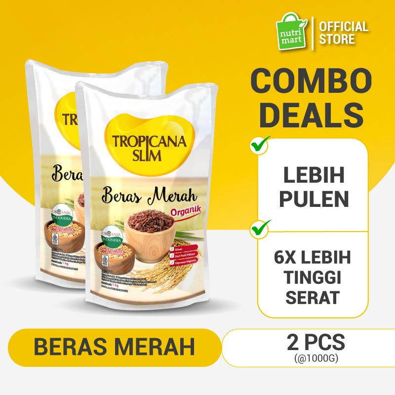 Jual Twin Pack - Tropicana Slim Beras Merah Organik 1 kg- Beras Merah ...