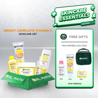 GARNIER Paket Brightening Skincare Set 2pc 3pc 5pc | Micellar Water Serum Wash Cleanser Moisturizer Gel Super UV Sunscreen SPF