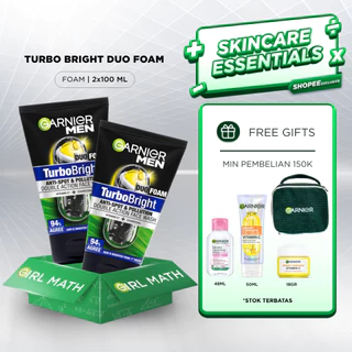 (PAKET HEMAT ISI 2) Garnier Men Turbo Bright Super Duo Foam Skin Care - 100ml (Perawatan Pria Untuk Wajah Kusam)