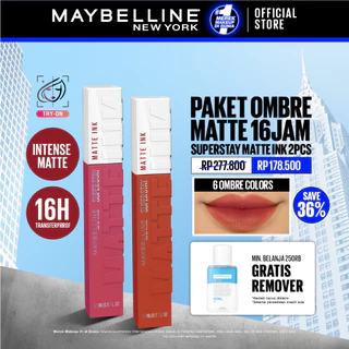 MAYBELLINE OFFICIAL Paket Hemat Superstay Matte Ink 2 pcs Ombre Set Lipstick - Long Lasting