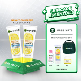 Garnier Bright Complete Speed Brightening Scrub Cleanser Skin Care -100 ml x2pcs (Light complete)
