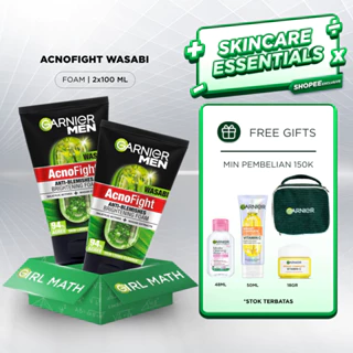 (PAKET HEMAT ISI 2) Garnier Men Acno Fight Wasabi Anti-Bacteria Brightening Foam Skin Care 100ml | Salicylic Actives + Herba Repair