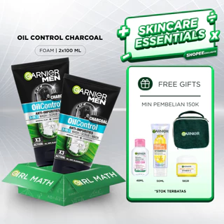 (PAKET HEMAT ISI 2) Garnier Men Oil Control 3 In 1 Charcoal Foam Skin Care - 100ml (Perawatan Kulit Wajah Berminyak)