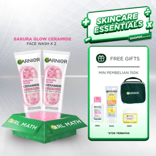 (PAKET HEMAT ISI 2) Garnier Sakura Glow Glowing Face Wash Skin Care - 100ml (Pembersih Wajah Untuk Kulit Cerah Merona dengan Hyaluron & Ekstrak Sakura)