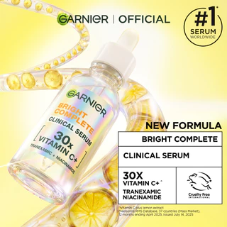 Garnier Bright Complete Clinical Vitamin C Serum & Overnight Serum 15ml 30ml 50ml 1pc 2pcs | Skincare Serum Wajah Mencerahkan Noda Hitam Cepat