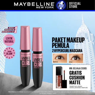 (PAKET HEMAT ISI 2) Maybelline Volum Express Hypercurl Waterproof Mascara Make Up - Black (Maskara Waterproof Tahan 36 Jam)