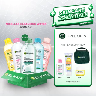 (PAKET HEMAT) Garnier Micellar Cleansing Water - 400ml x2 (Pembersih Wajah & Make Up)