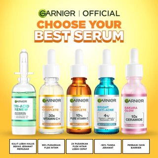 GARNIER Serum SEMUA VARIAN Serum Vitamin C Skincare Serum Mencerahkan Wajah Vitamin C Ceramide Skin Barrier Salycilic Acid Night Peeling Serum 15ml 30ml 50ml Cocok untuk semua jenis kulit Serum Pagi & Malam