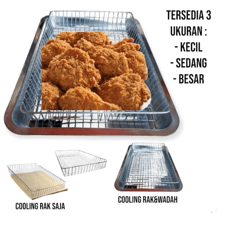 Jual Rak Kranjang Peniris Dan Wadah Minyak Stainless Steel Baking Tray Pendingin Kue Shopee