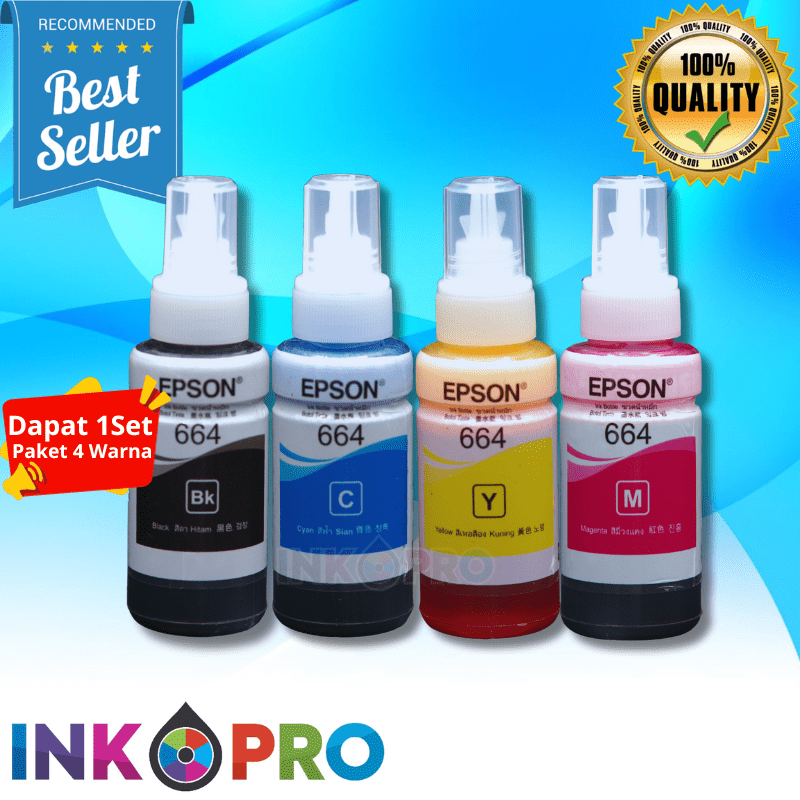 Jual Tinta Epson 664 Premium 1set Printer Series L100l110l120l200l210l220l300l310l350 6413