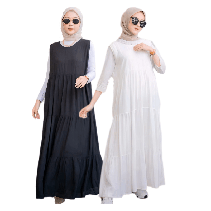 Jual Inner Dress Rayon Premium Gamis Ruffle Jumbo Sleeveless Dress