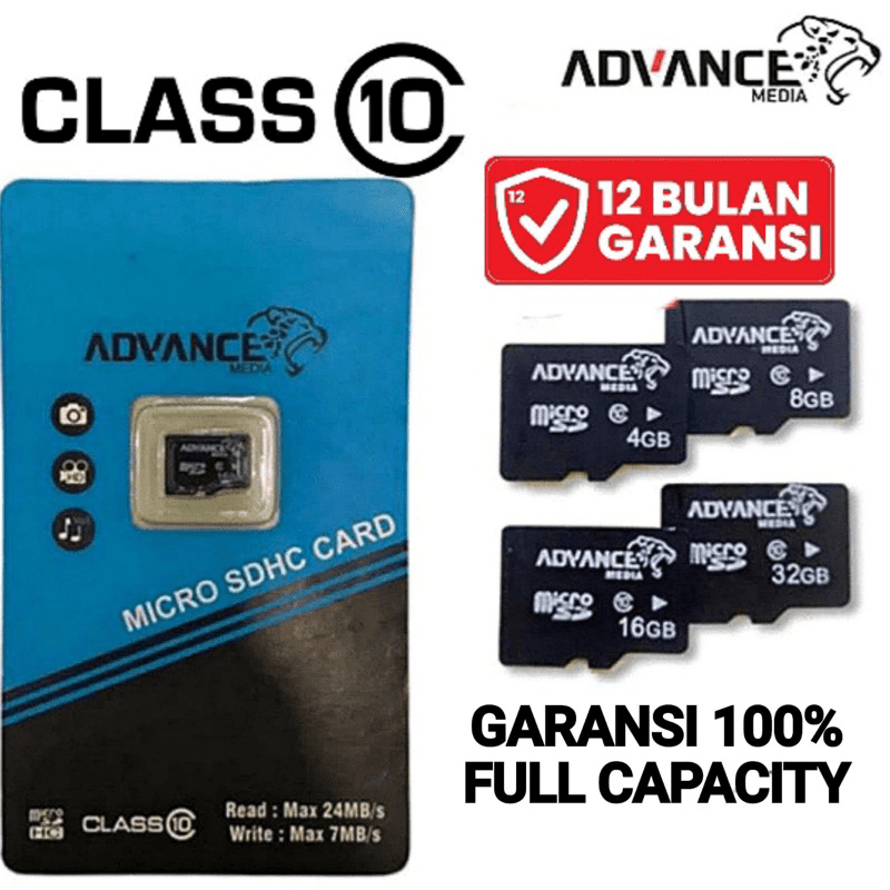 Jual Memory Card HP Micro SD Advance Kartu Memori MMC TF Class10 Kapasitas 8 16 32 64 128 GB