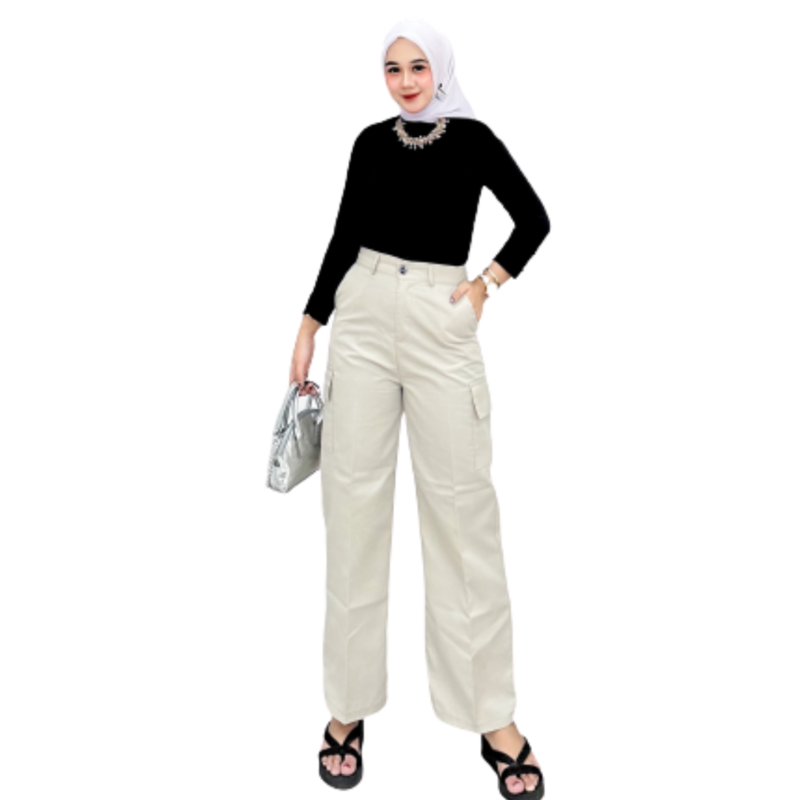 CELANA KARGO PANTS BAHAN AMERICAN DRILL SIZE M L XL XXL OOTD WANITA