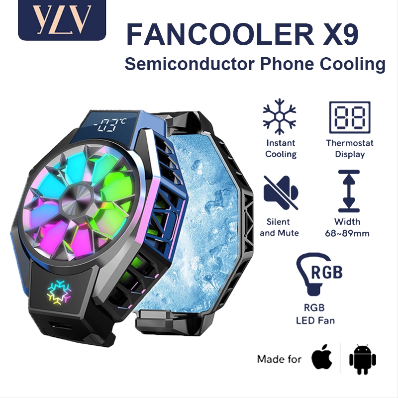 Product image YLV Fan Cooler HP X9 Pendingin hp Gaming Cooler Mobile Fans Phone Game Radiator Clip-on Ultra Quiet Cool Quickly Cooling With Digital Display For 4.7-7.5 inch Phones