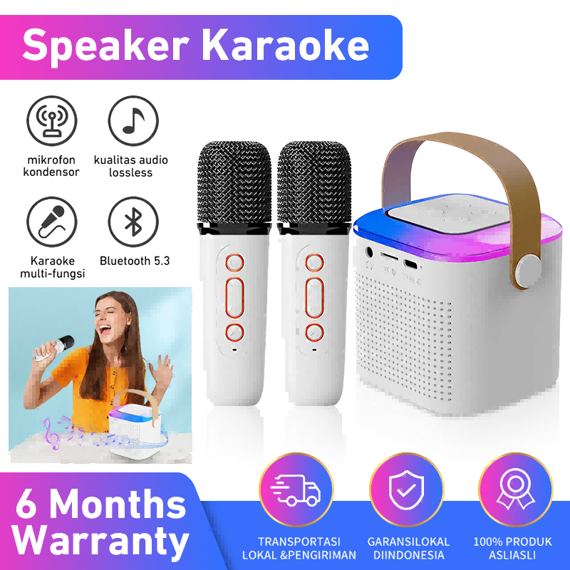 Product image Speaker bluetooth KARAOKE 2Mic 1 set karaoke speaker ktv Cute Wireless Lucu Portabel Luar Ruangan Speaker Nirkabel mic Bass Super kuat Nirkabel