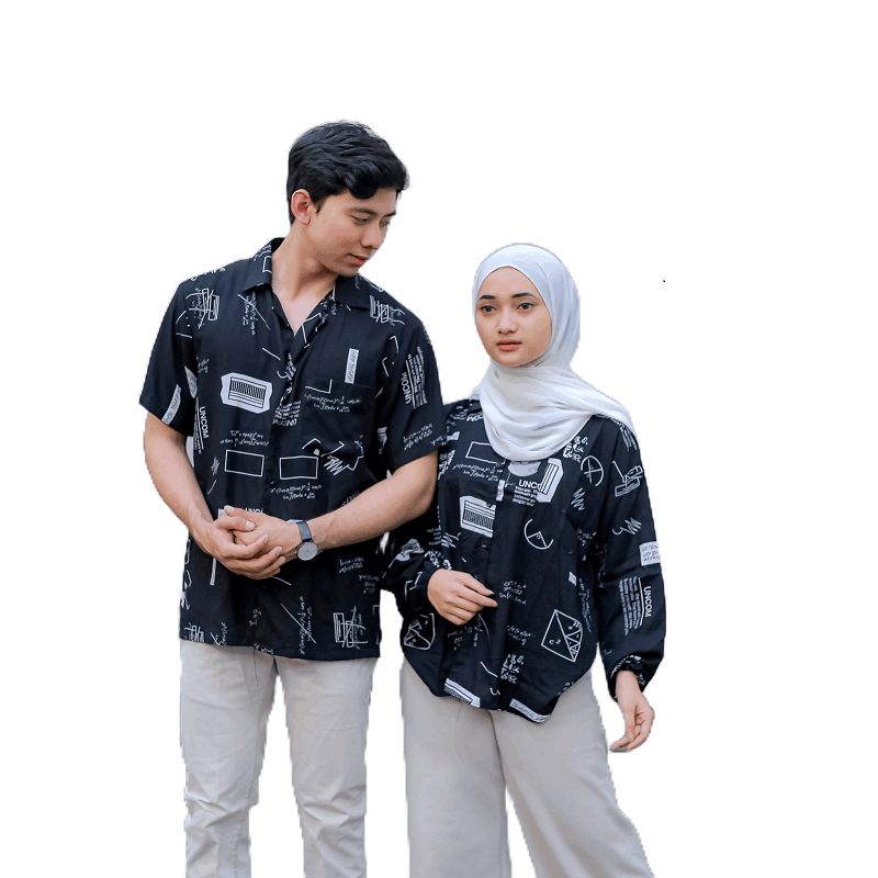Jual baju kemeja couple pasangan remaja terbaru motif pantai rayon