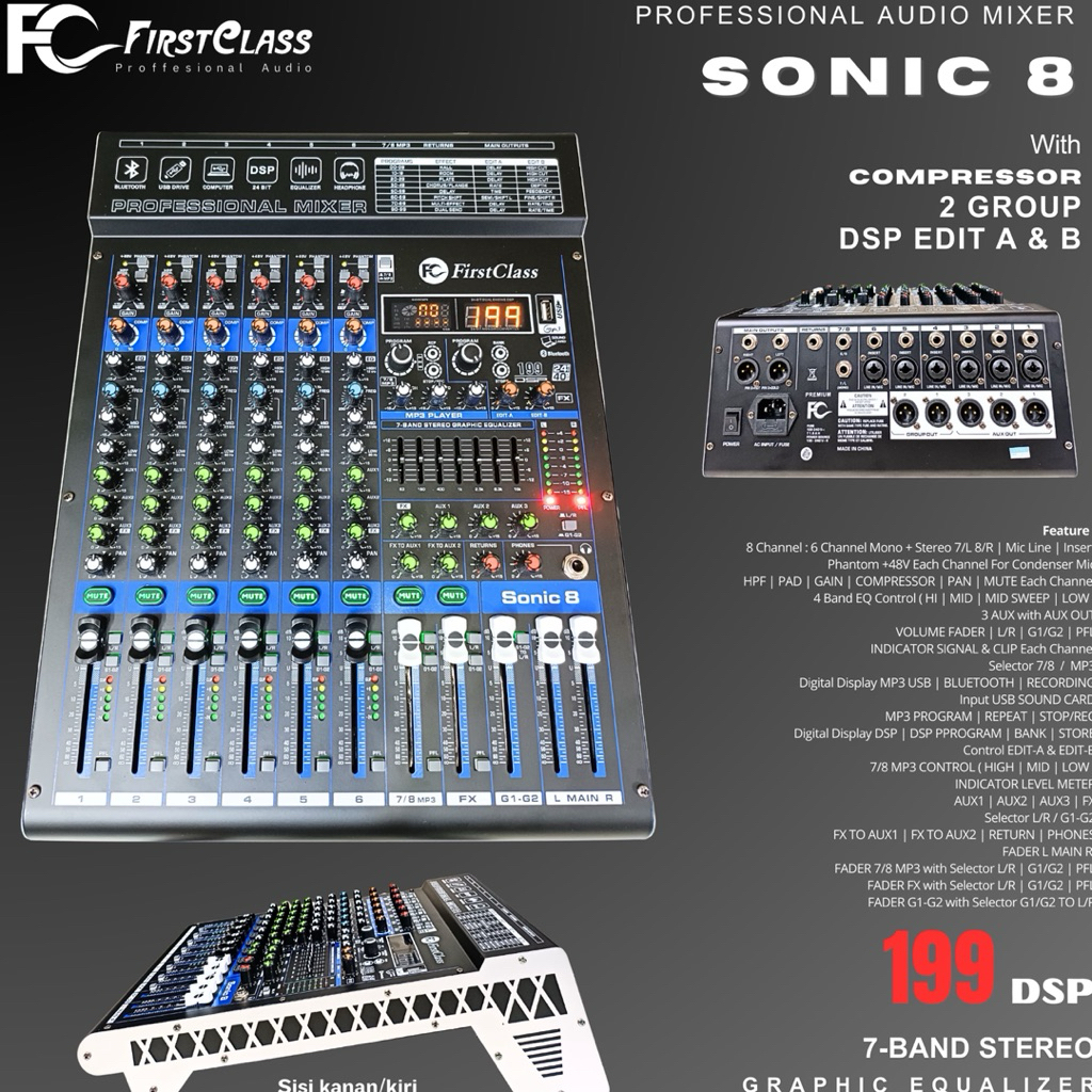 Jual Mixer FIRSTCLASS SONIC 8 SONIC8 8 Channel Original Compressor ...
