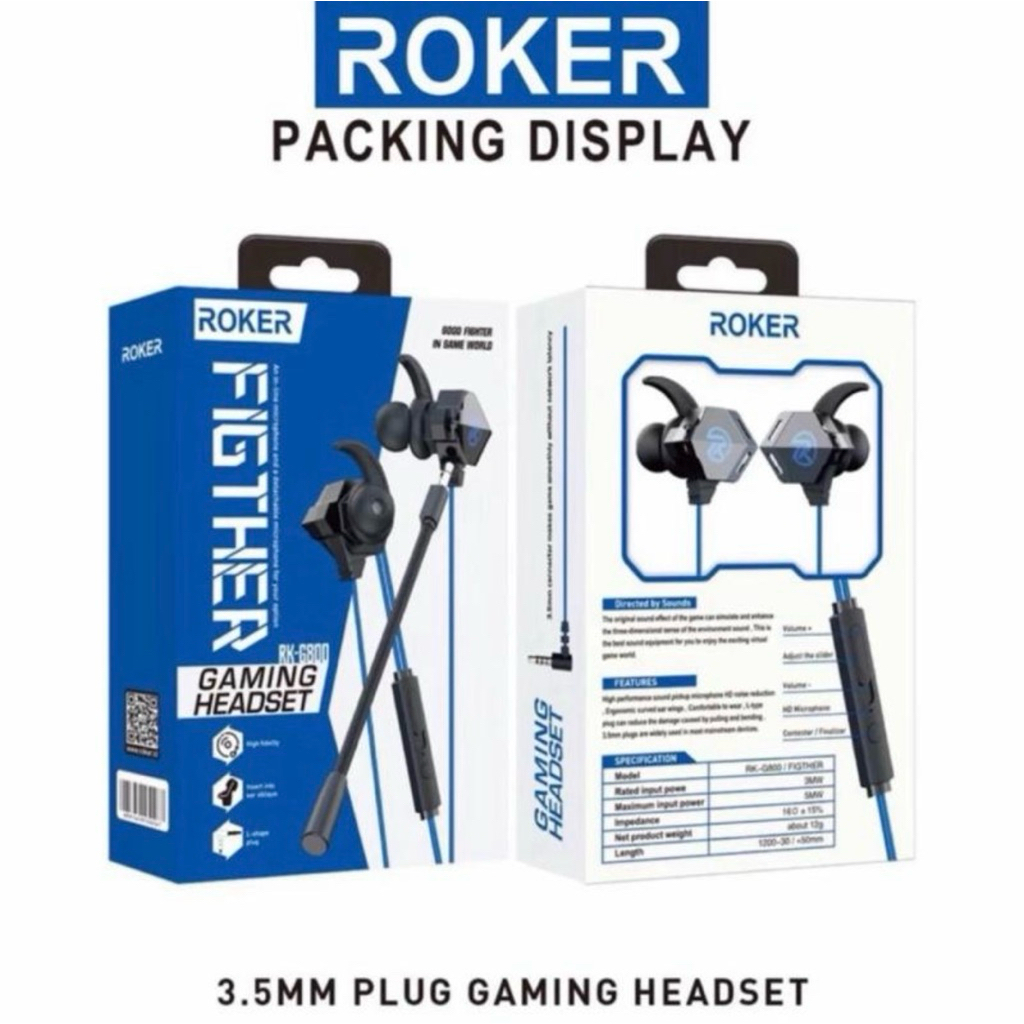 Jual ROKER Earphone / Headset Gaming Roker FIGHTER | Shopee Indonesia