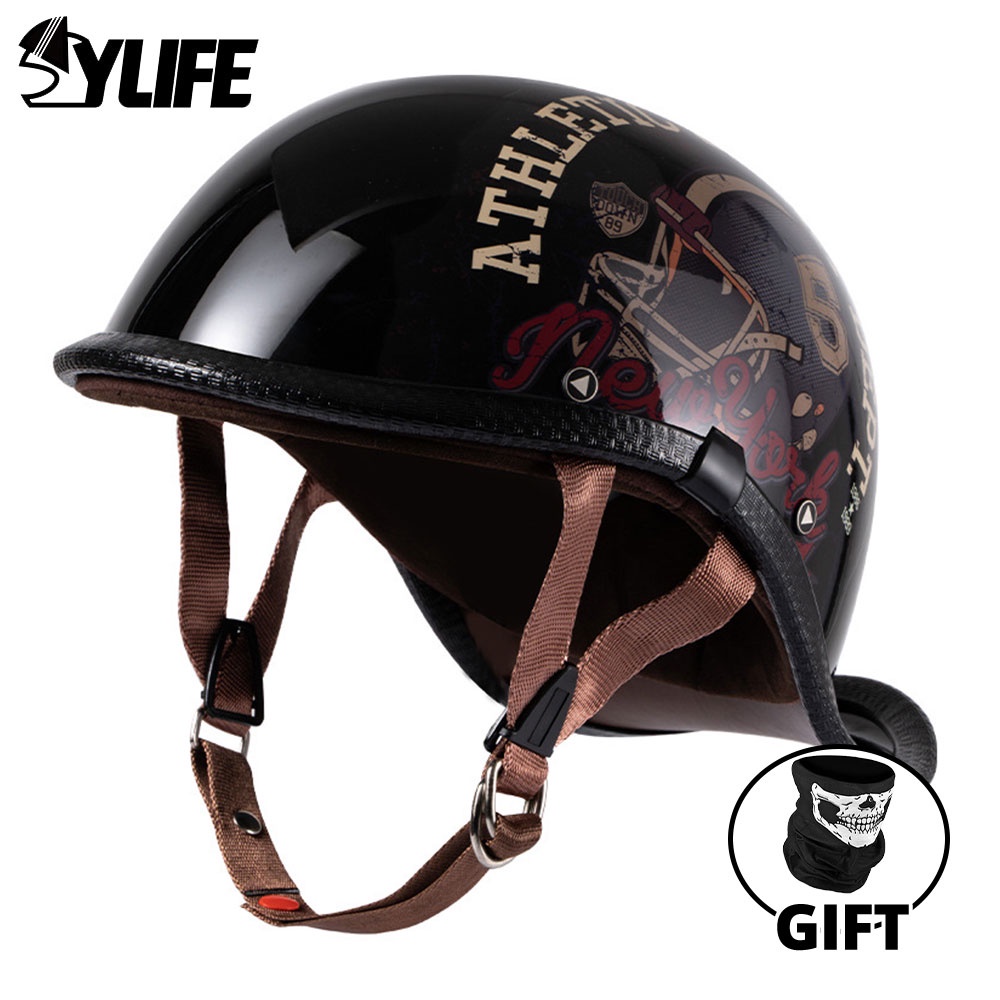 Jual Retro Baseball Cap Motorcycle Helmet Vintage Men Women Half Helmet