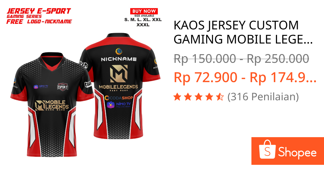 0821-2295-6621 (Tsel) Custom Jersey Gaming Mobile Legend - 0821