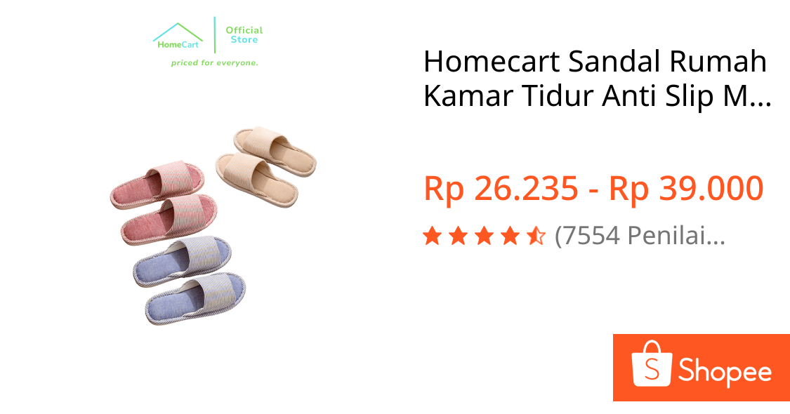 Homecart Sandal Rumah Flanel Anti Slip