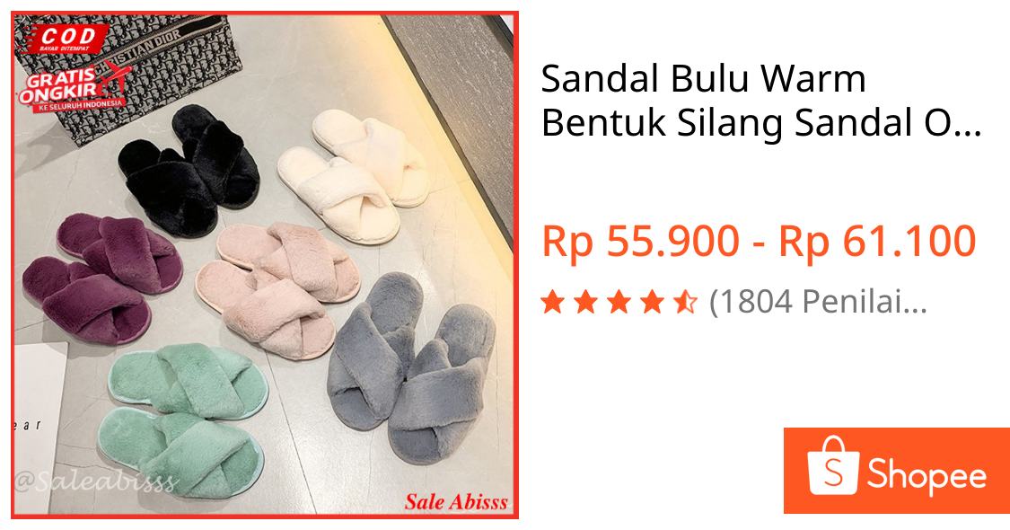 Sandal Bulu Silang Angora Wool