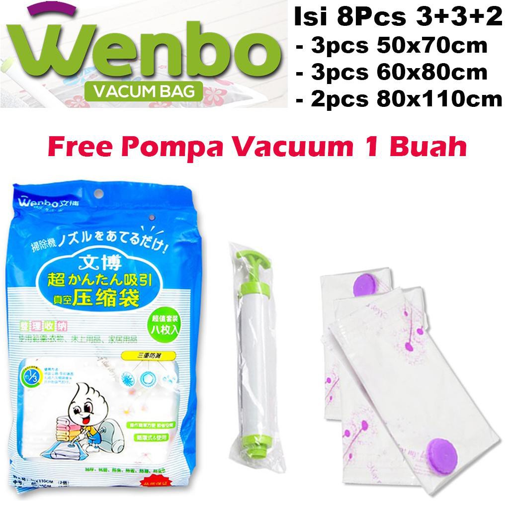 Jual Wenbo Vacum Bag Vakum Vacuum Bag Storage Kantong Pakaian Koper Isi Pcs Free Pompa