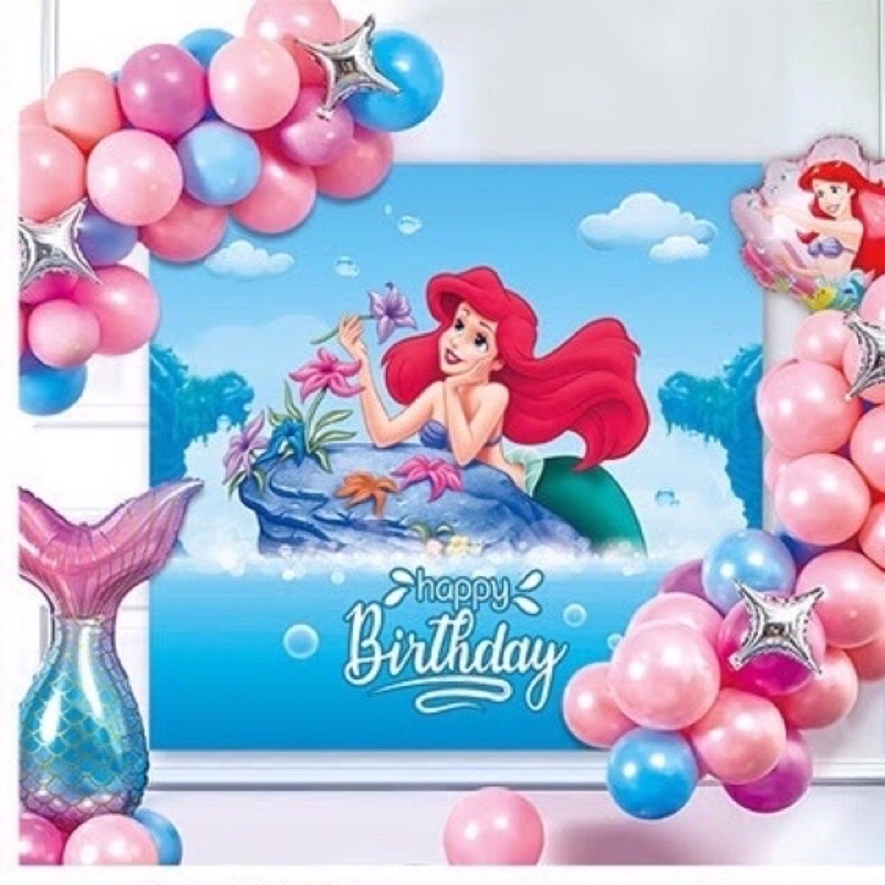 Jual Paket set dekorasi ulang tahun anak perempuan Mermaid Ariel full