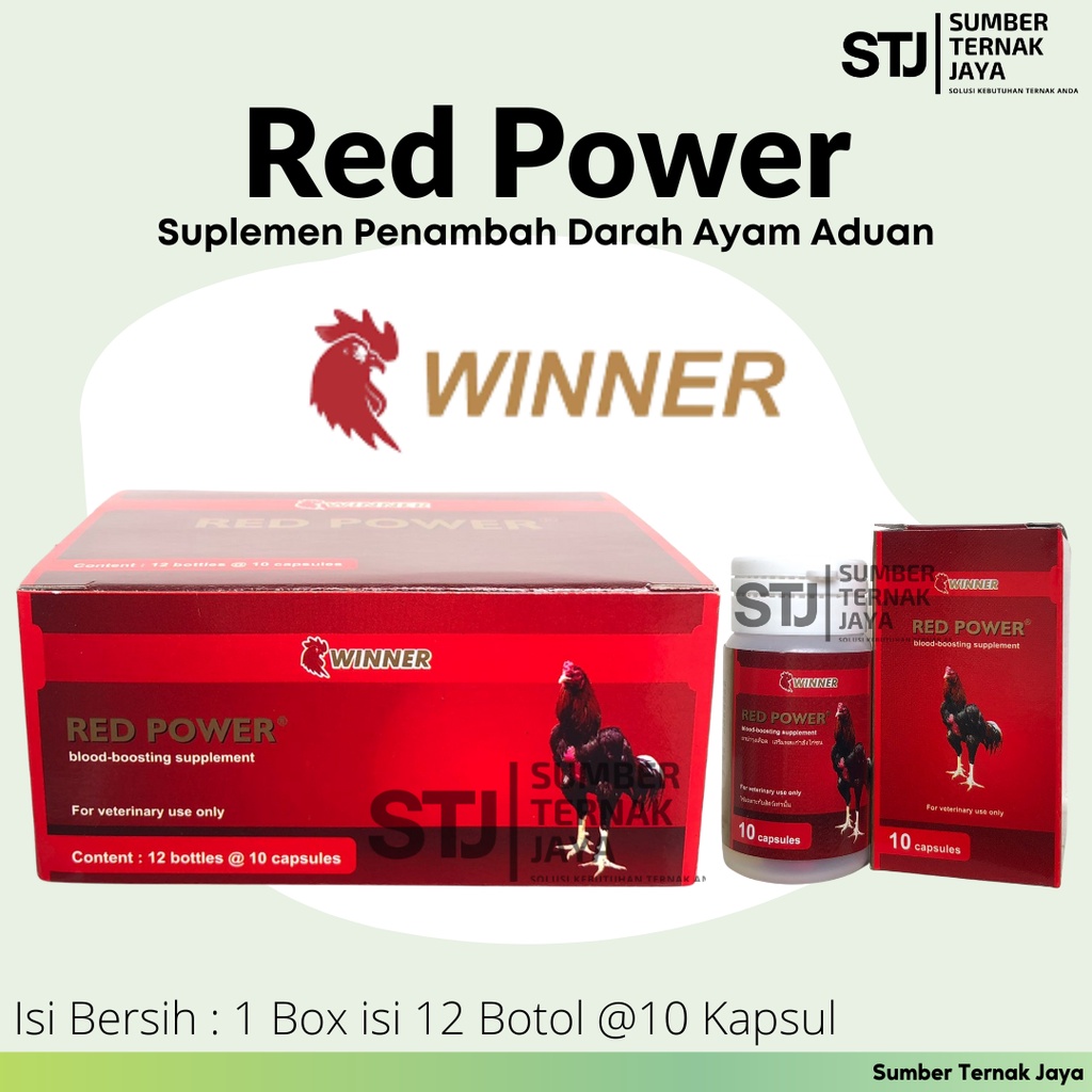 Jual Red Power Suplemen Ayam Aduan 1 Box isi 12 Botol @10 Kapsul ...