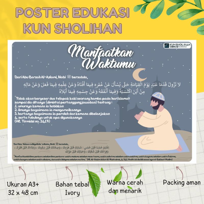 Jual Poster Hadist Manfaatkan Waktumu (HR. Tirmidzi 2417) | Poster ...