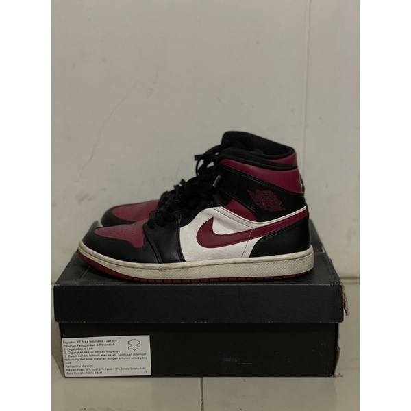 Jual Air Jordan 1 Mid Bred Toe | Shopee Indonesia