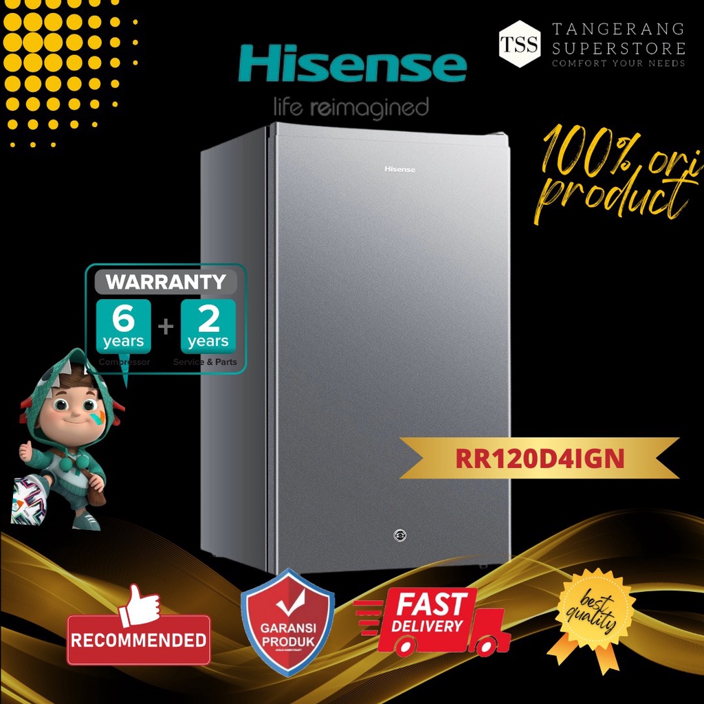 Jual HISENSE KULKAS 1 PINTU 110L RR120D4IGN RR125 D4IBN SUPER COOLING ...