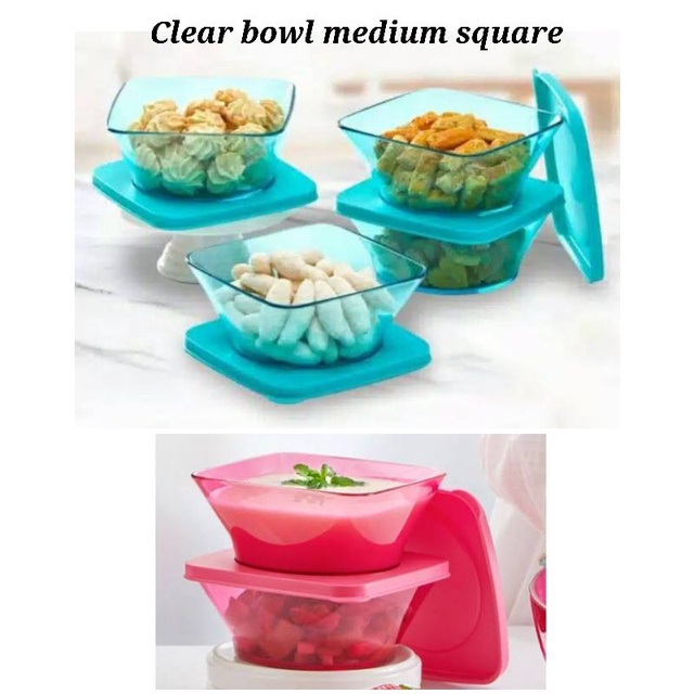 Jual Clear square bowl tupperware | Shopee Indonesia