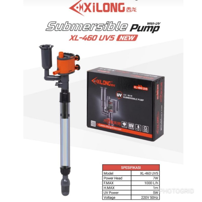 Jual Pompa aquarium Xilong XL460 UV5 Mesin akuarium plus lampu uv