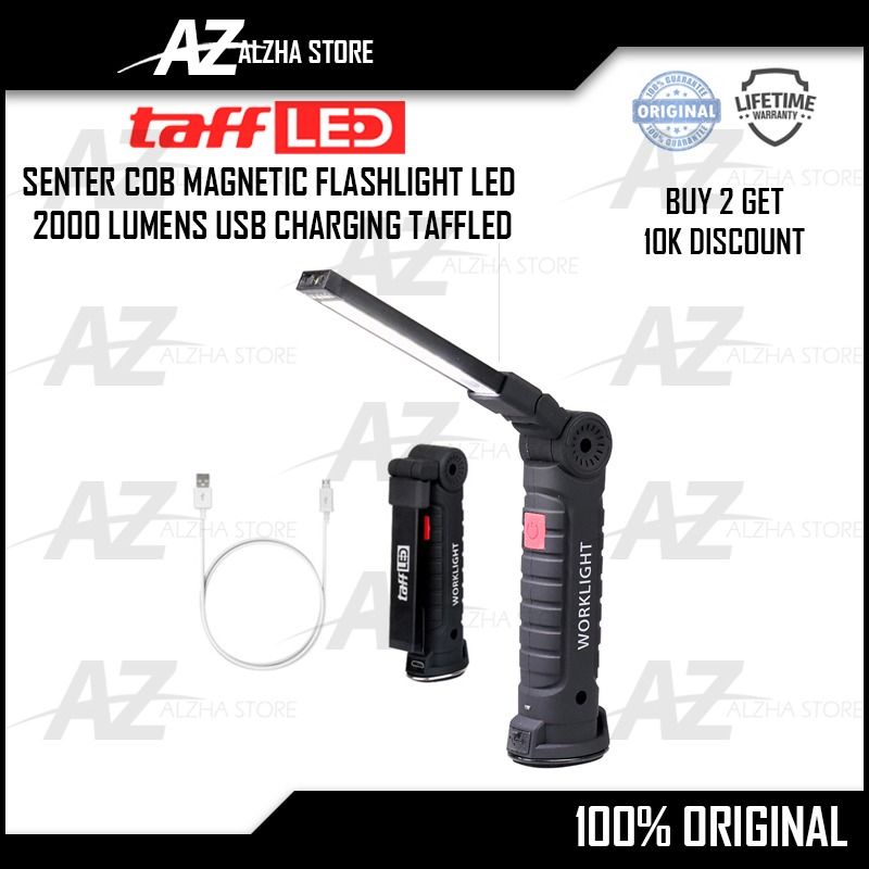 Jual [BEST QUALITY] SENTER COB MAGNETIC FLASHLIGHT LED 2000 LUMENS USB ...