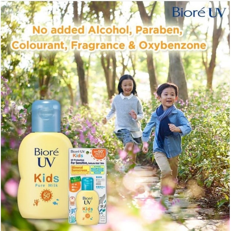 Jual biore uv kids pure milk sunscreen 70ml spf 50 original jepang Shopee Indonesia