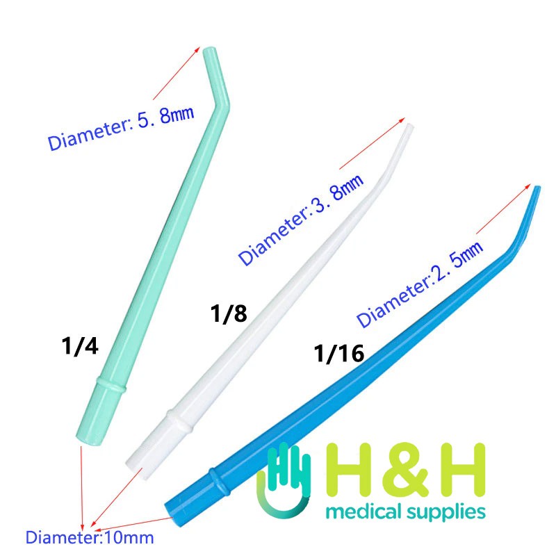 25-Pack 1/8" Dental Aspirator Suction Tips - Standard Orifice Surgical Plastic Tips, Disposable