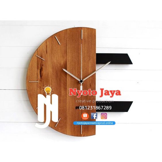 Jual Jam Dinding kayu Jati Model Setengah Lingkaran Shopee Indonesia