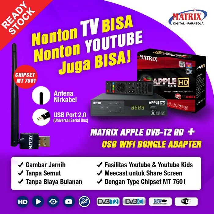 Jual set top box tv digital matrix Set Top Box Tv Digital DVB T2 HD EWS