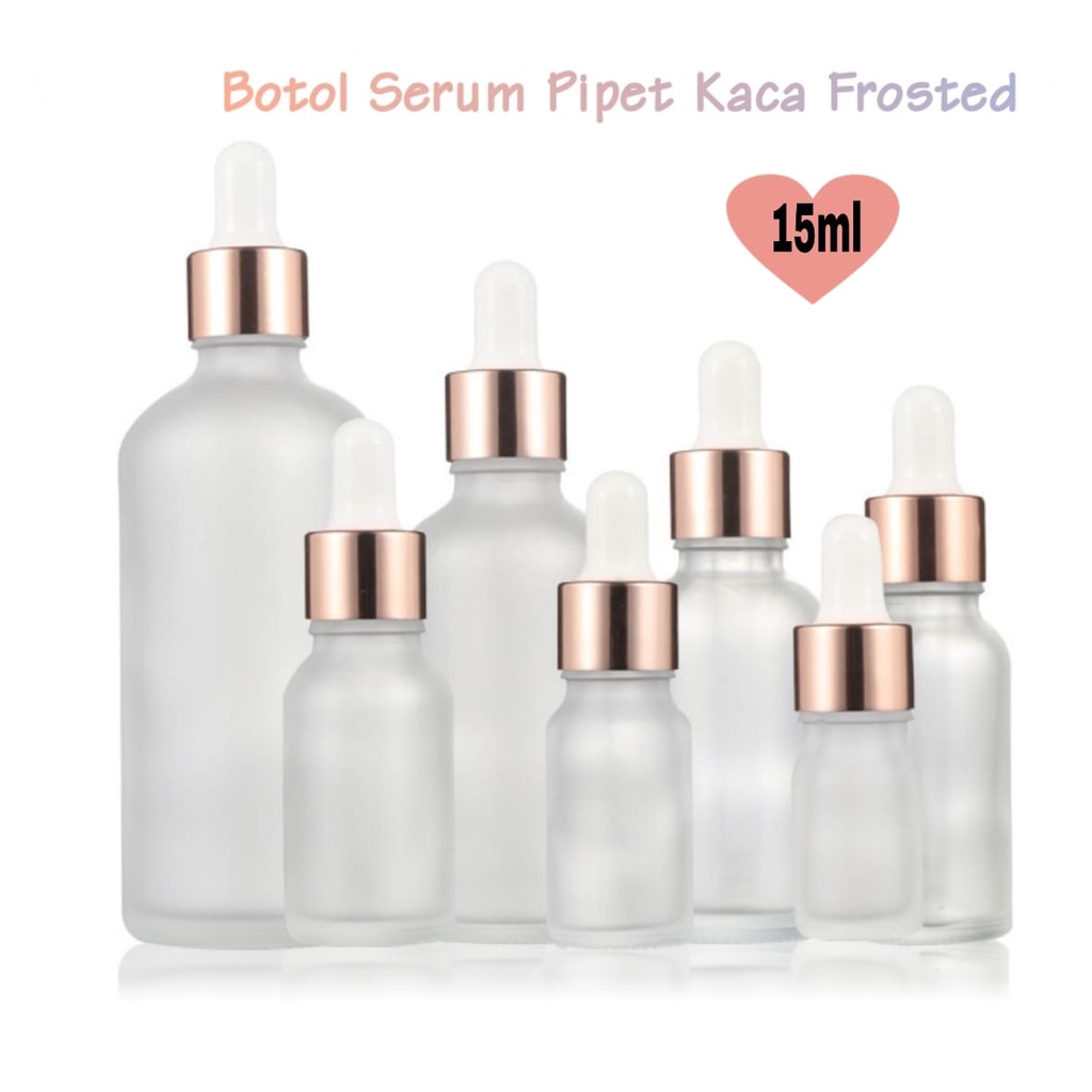 Jual Botol Serum 15ml Dropper Pipet Kaca Froz Doff Buram Ring Rose Gold