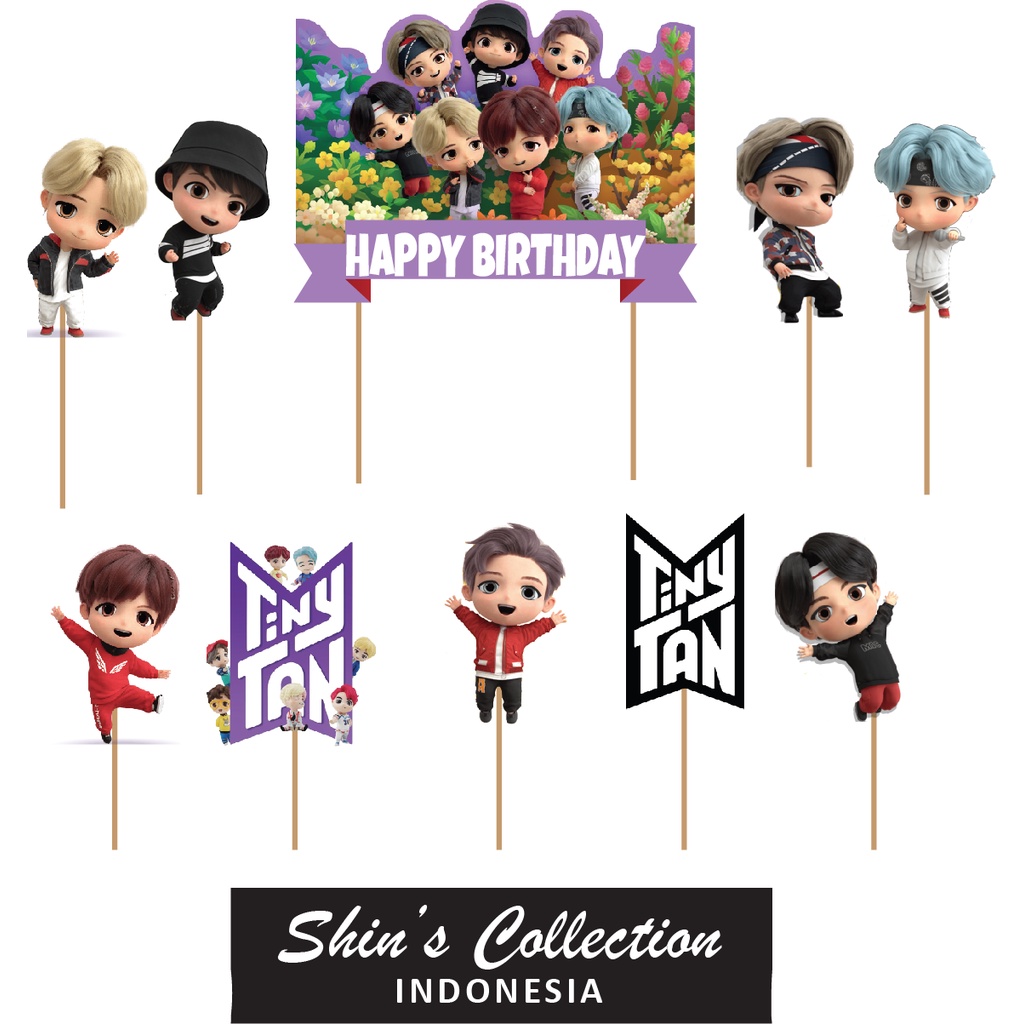 Jual Cake topper Tiny Tan BTS set isi 10 pc | Shopee Indonesia
