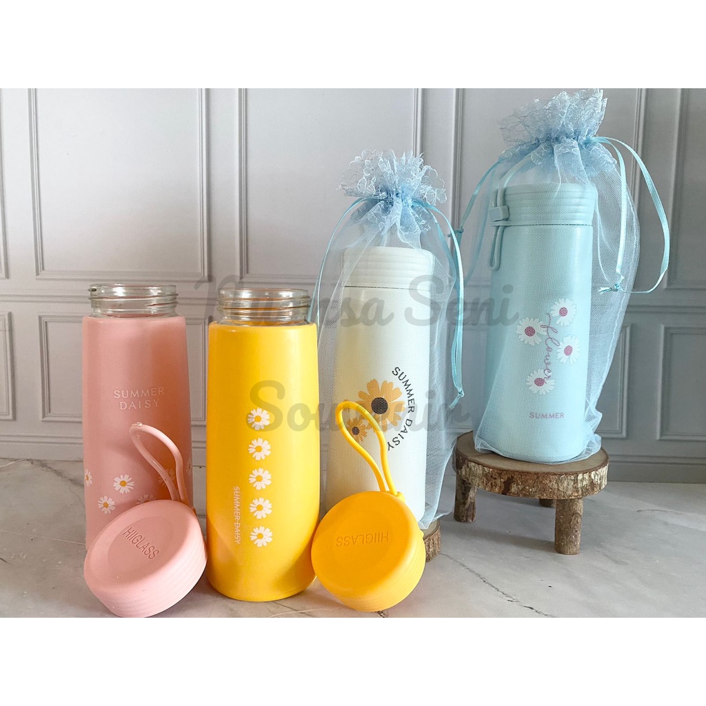 Jual Souvenir Botol Minum Travel 350ml Tumbler Summer Daisy Termos Kaca ...