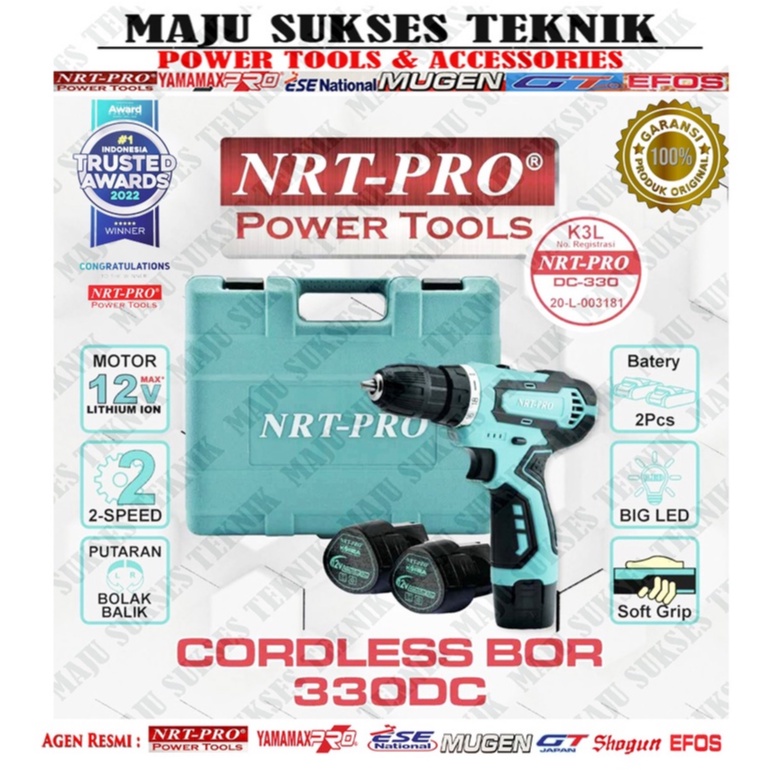 Jual Nrt Pro Dc 330 Hd Mesin Bor Cordless Drill 10mm Baterai Tangan