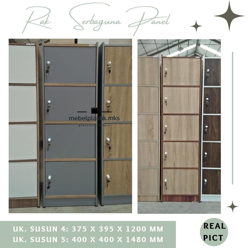 Jual Rak Serbaguna Panel Full Kunci / Rak Buku/ Rak Panel Ivory Susun 4 ...