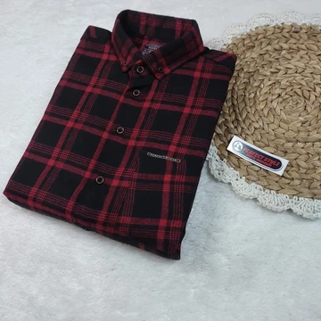 PERFECT STYLE Kemeja Flanel Pria Premium Lengan Panjang Motif Kotak Kecil Abu
