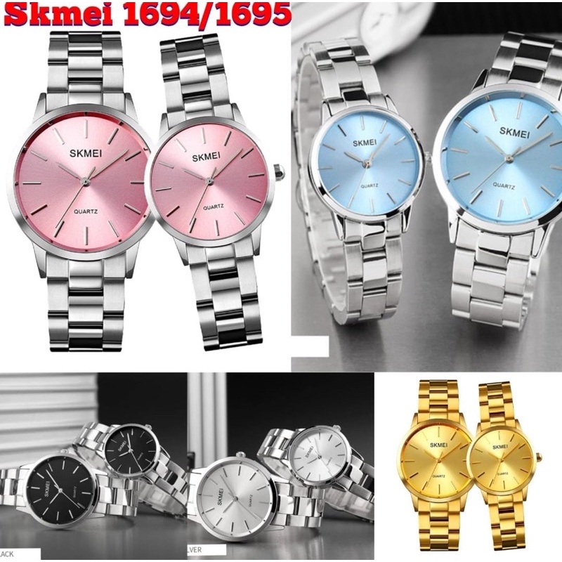 jam tangan couple SKMEI ORIGINAL 1695 1694 batrai all stell