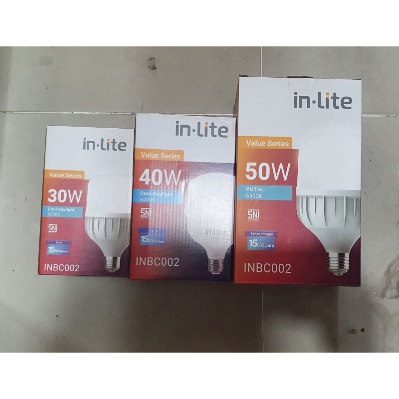 Jual Lampu LED Buld Jumbo E27 30w. 50w sinar Putih IN-LITE Inlite ...